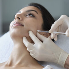 lady being injected with Botox for tooth grinding